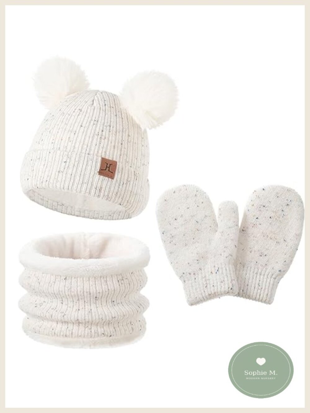 Toddler Kids Winter Beanie Hat Neck Warmer Mitten Set Fleece Lined